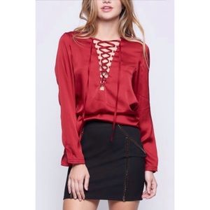 WYLDR It’s A Wrap Blouse in Red Size Small Medium